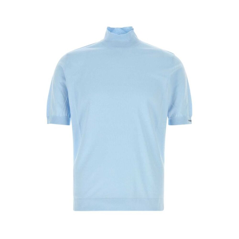 Prada Men Light Blue Cotton Sweater